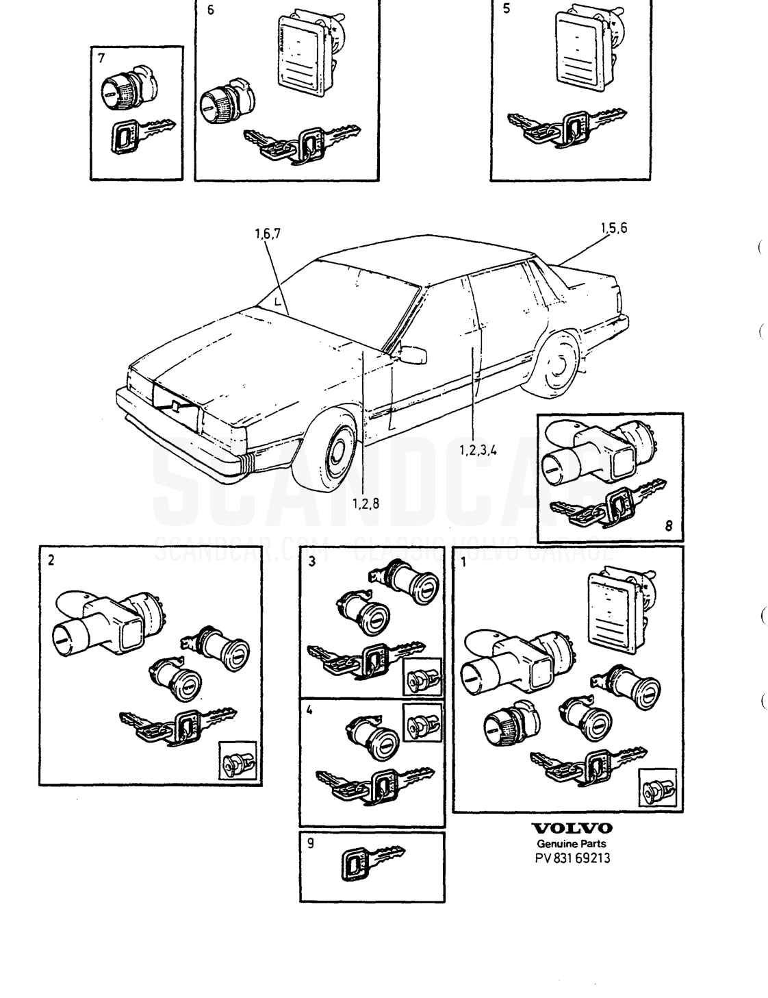 SCHLOSSÄTZE - sprängskiss, Kaross och interiör, Volvo 740-760-serien upp till 1984