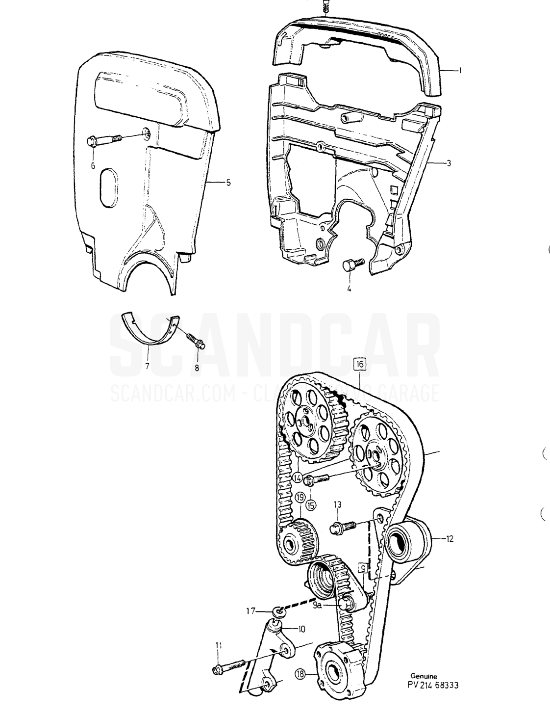 Motor, sida 136 - sprängskiss, Volvo 850-serien