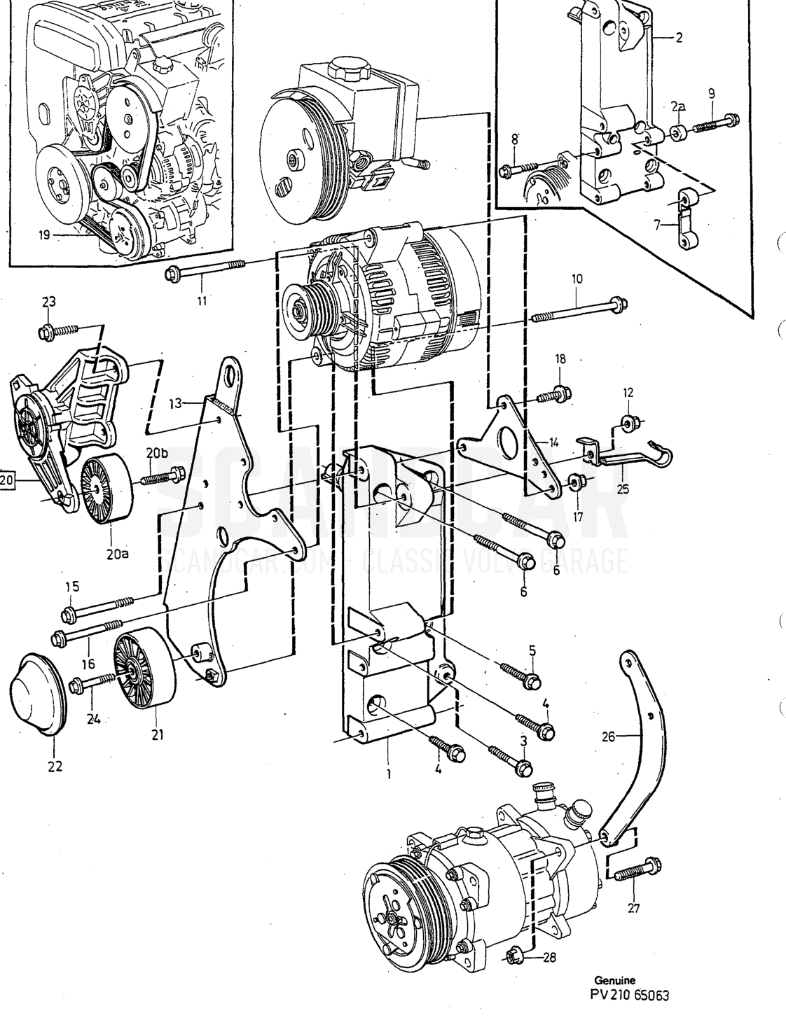 Motor, sida 138 - sprängskiss, Volvo 940-960-serien från 1994