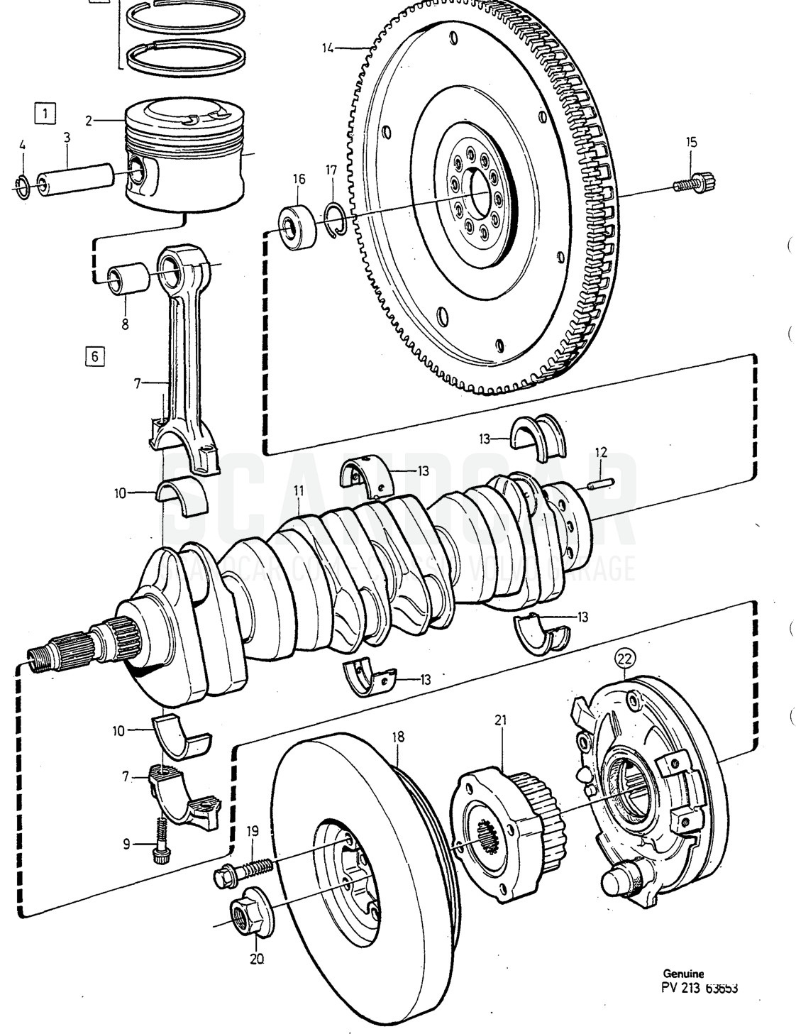 Motor, sida 170 - sprängskiss, Volvo 940-960-serien från 1994