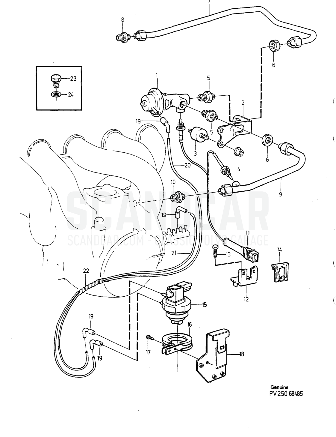 Motor, sida 334 - sprängskiss, Volvo 940-960-serien från 1994