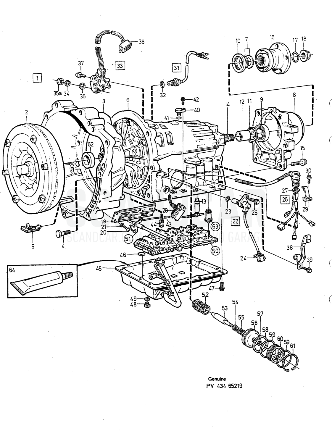 Kraftöverföring, sida 876 - sprängskiss, Volvo 940-960-serien från 1994