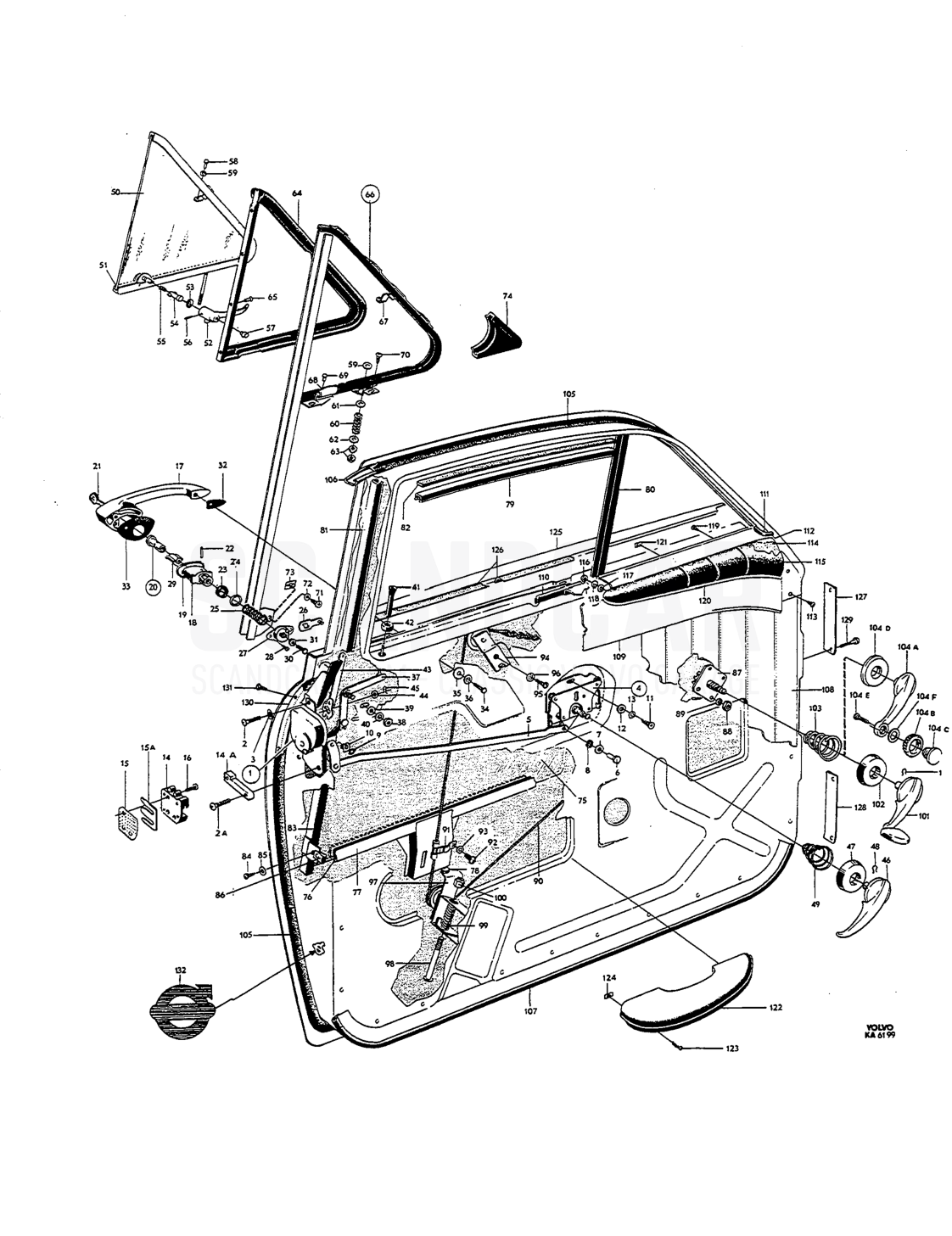 components, forward doors, components - sprängskiss, Kaross, Volvo Amazon B18