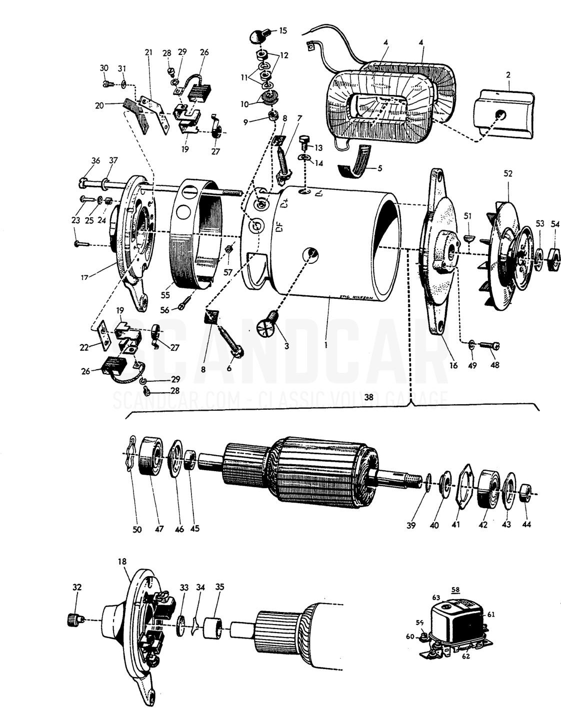 Generator sch - sprängskiss, Elutrustning, Volvo Amazon B18