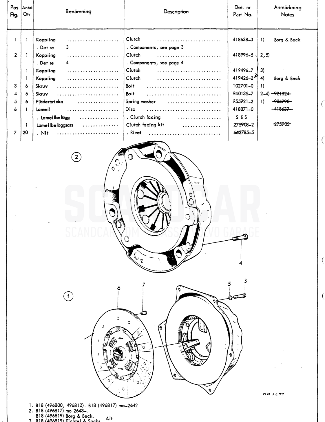 Clutch - sprängskiss, Kraftöverföring - Bakaxel, Volvo P1800 S