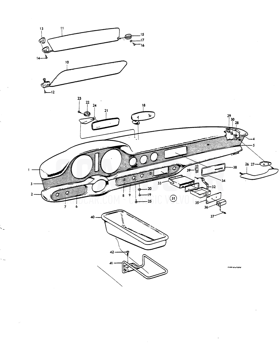 interiOI equipment - sprängskiss, Kaross, Volvo P1800 S