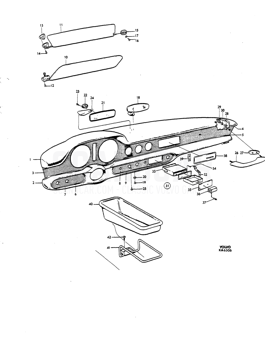 laneous interior equipment - sprängskiss, Kaross, Volvo P1800 S