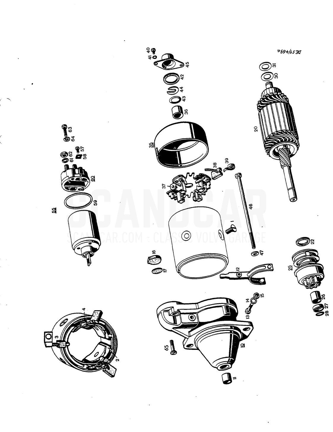 Starter motor Startmotor - sprängskiss, Övriga delar, Volvo P1800 S