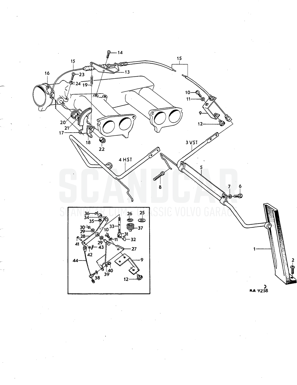 linkage Illustration Sats Kit - sprängskiss, Reglage och länkage, Volvo P1800