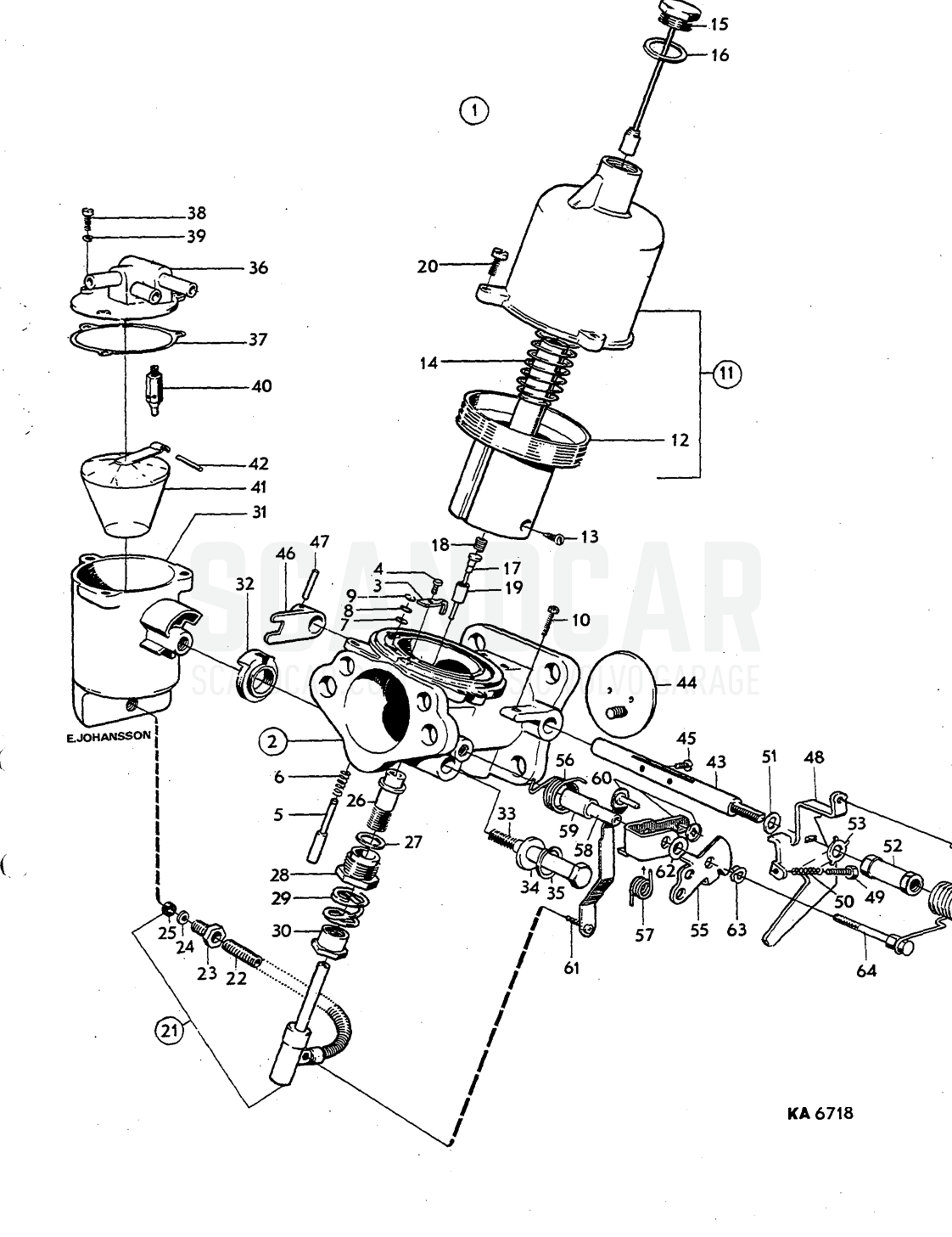 Illustration Sats Kit - sprängskiss, Bränsle- och avgassystem, Volvo P1800