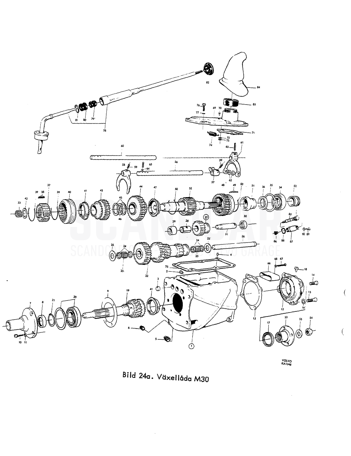 Växellåda - sprängskiss, Övriga delar, Volvo PV544 / P210 B16