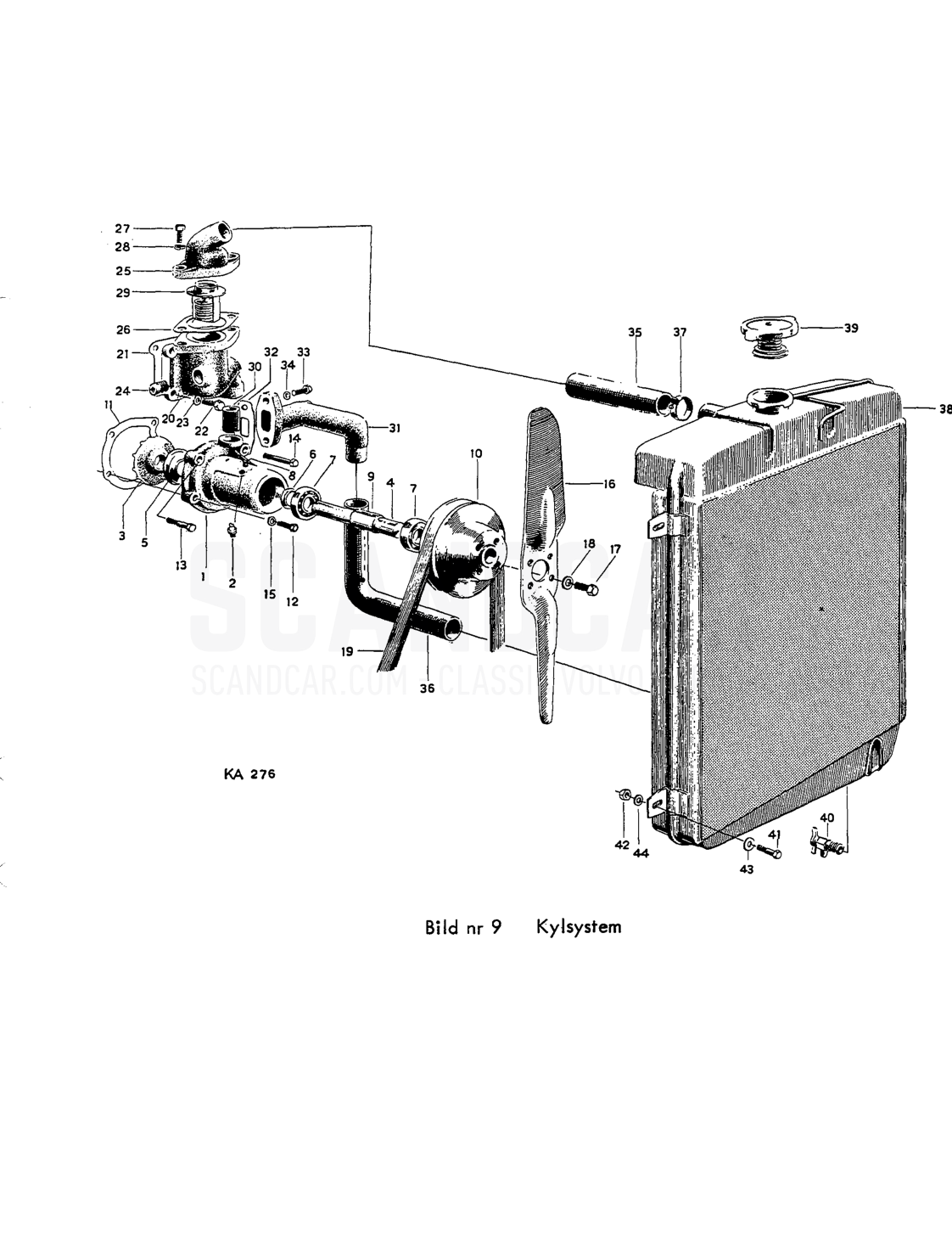 Smörjsystem - sprängskiss, Motor, Volvo PV544 / P210 B16