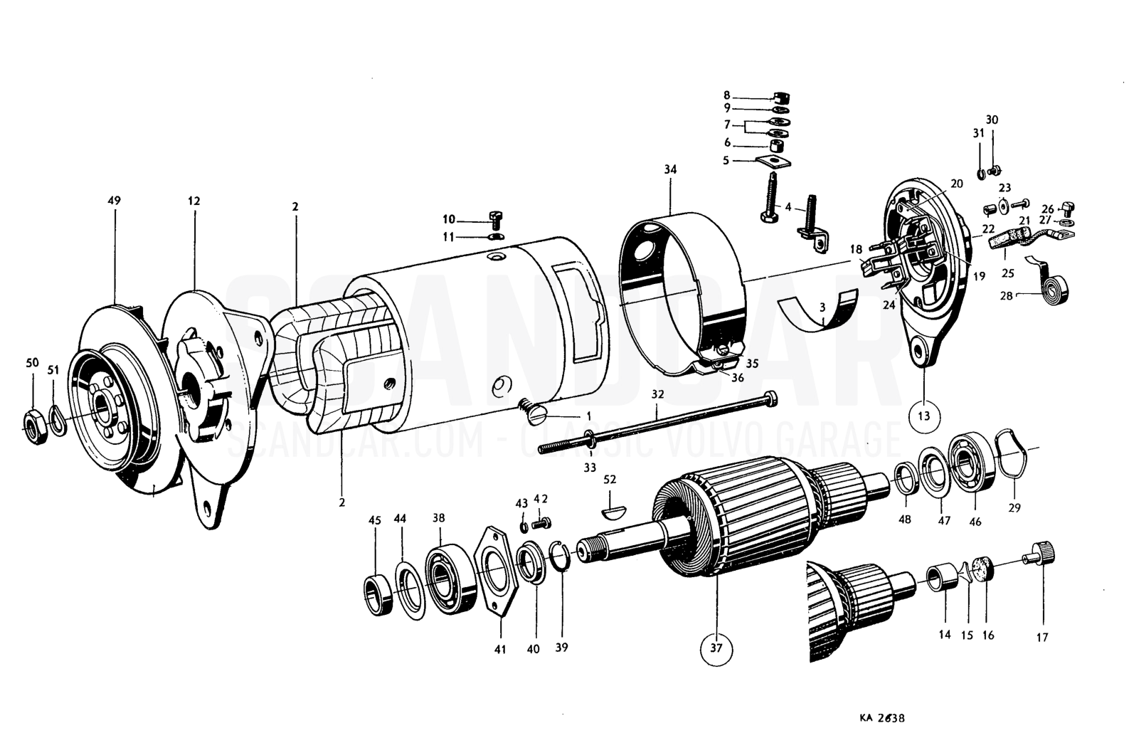 Generator - sprängskiss, Övriga delar, Volvo PV544 / P210 B16