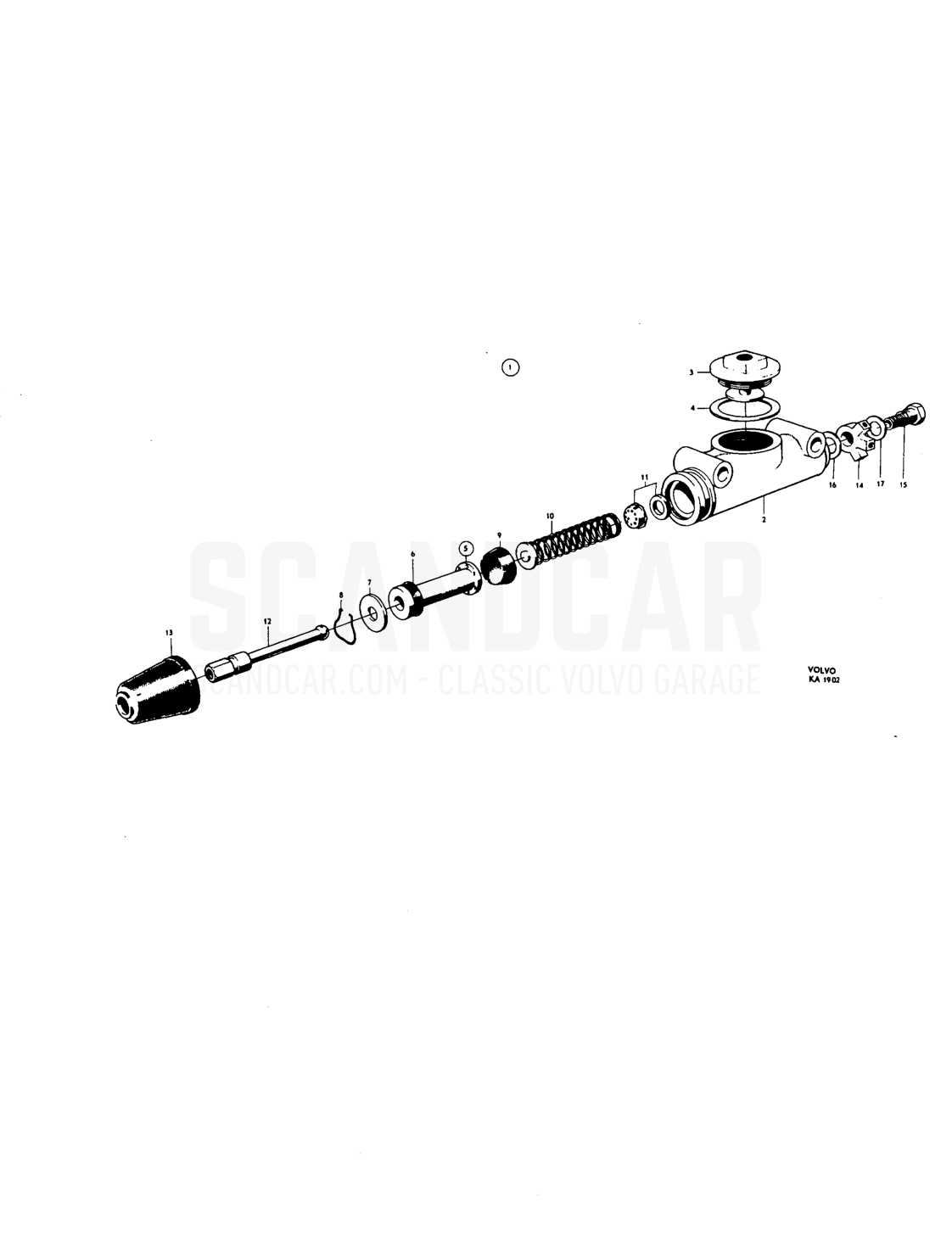 Handbrake - sprängskiss, Bromsar, Volvo PV544 / P210 B18