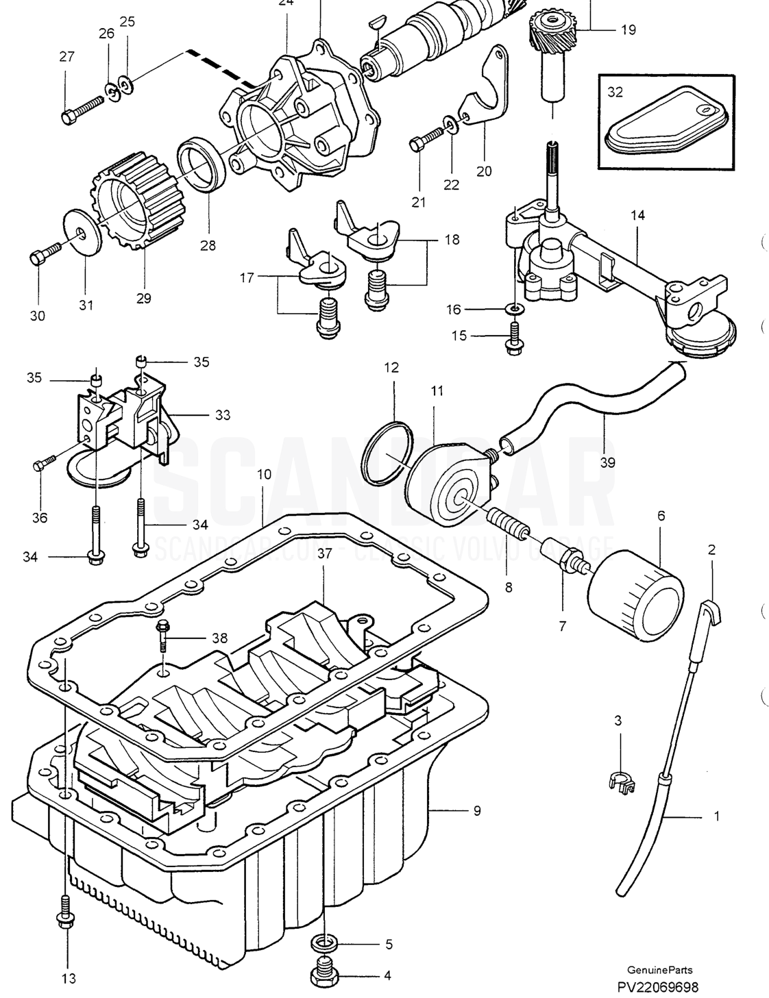 LUBRICATING SYSTEM - sprängskiss, Övriga delar, Volvo S40/V40-serien från 1996