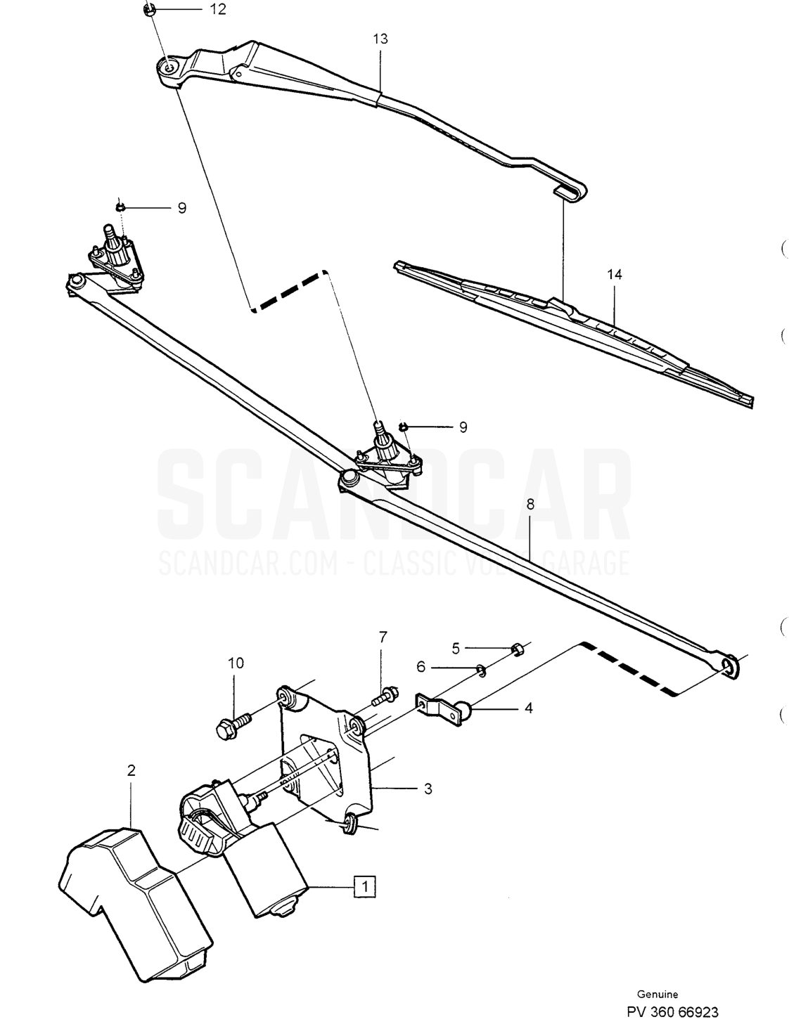 WINDSCREEN WIPERS - sprängskiss, Elutrustning, Volvo S40/V40-serien från 1996