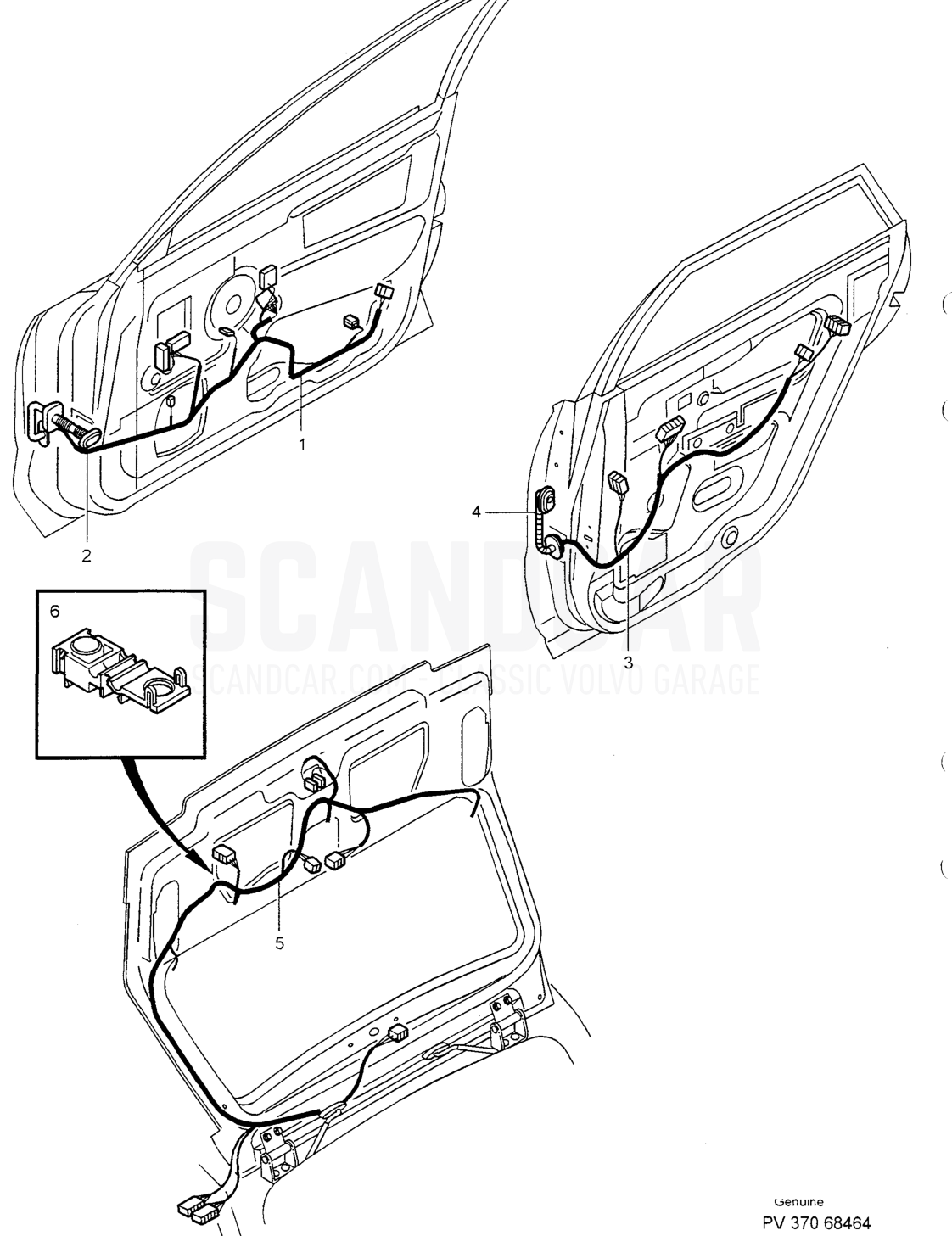 CABLE HARNESS REAR SYSTEM - sprängskiss, Elutrustning, Volvo S40/V40-serien från 1996