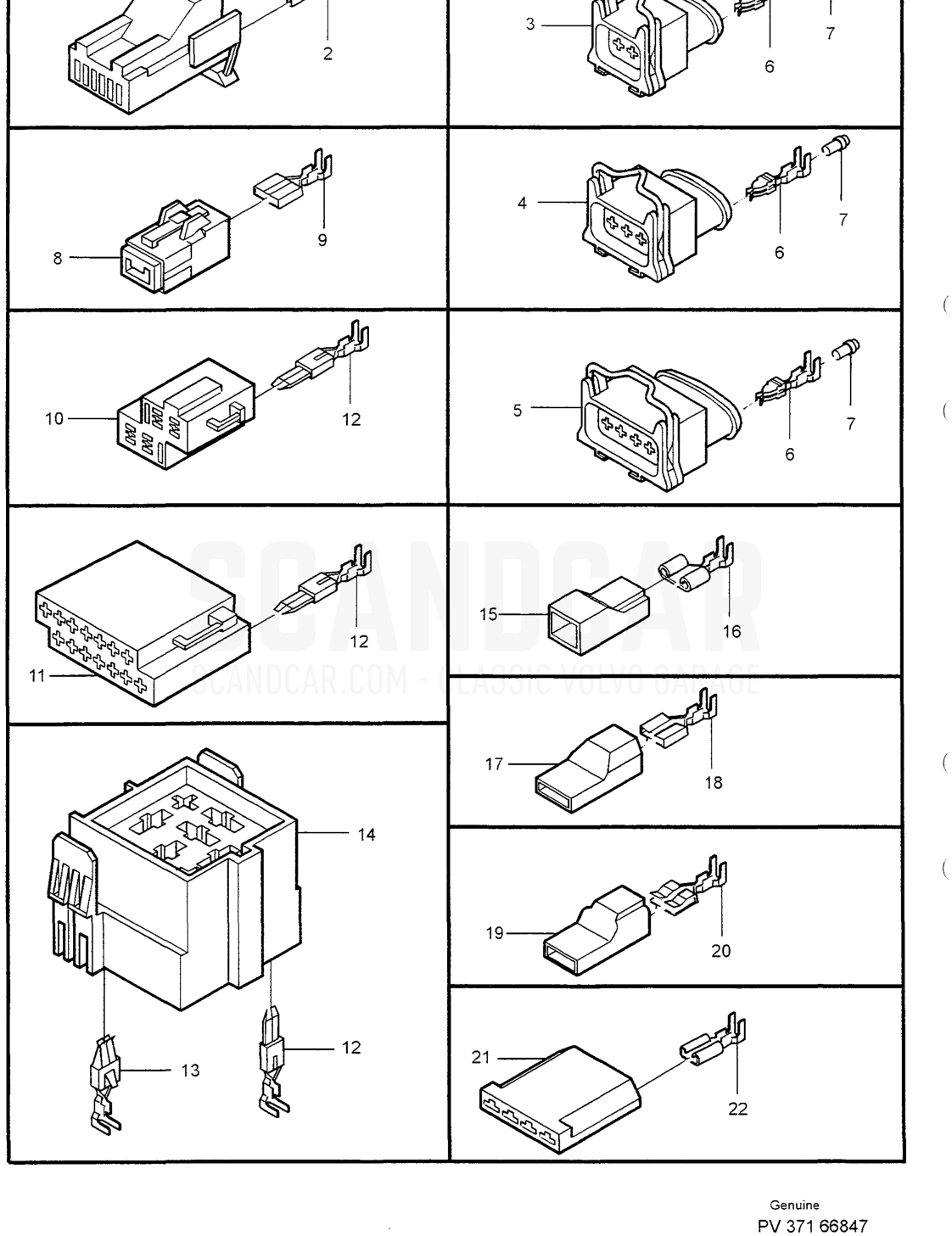 CONTACTS - sprängskiss, Elutrustning, Volvo S40/V40-serien från 1996