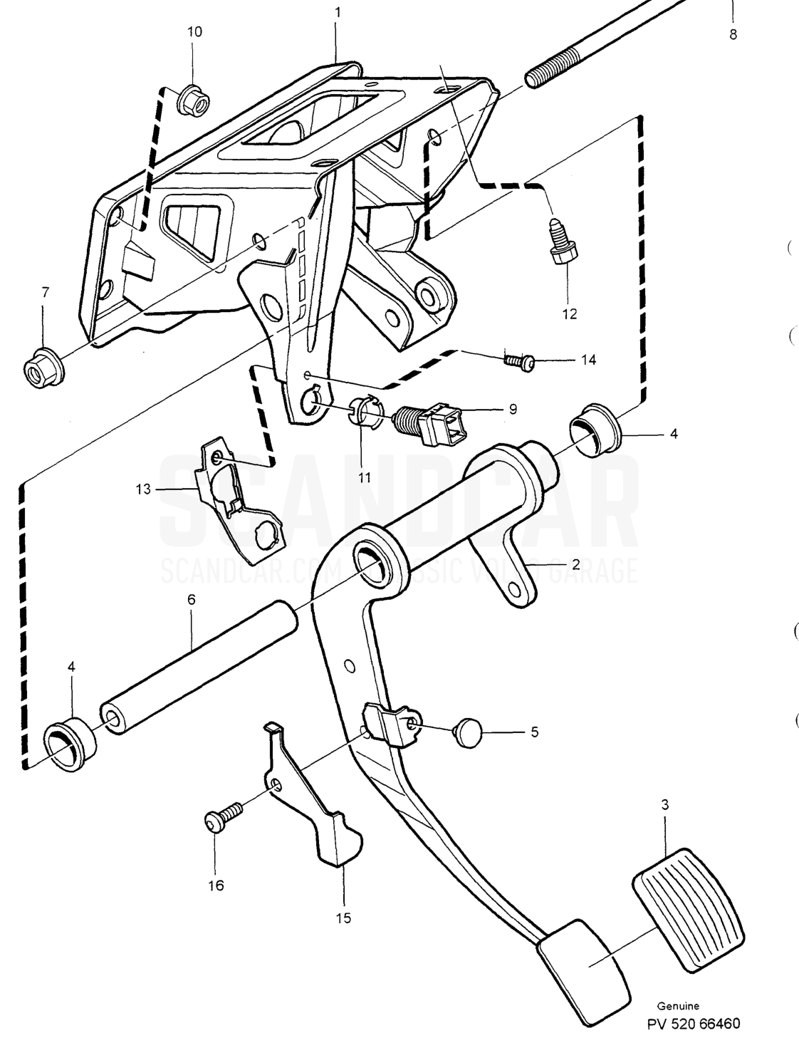 MASTER CYLINDER. SERVOCYLINDER - sprängskiss, Bromsar, Volvo S40/V40-serien från 1996