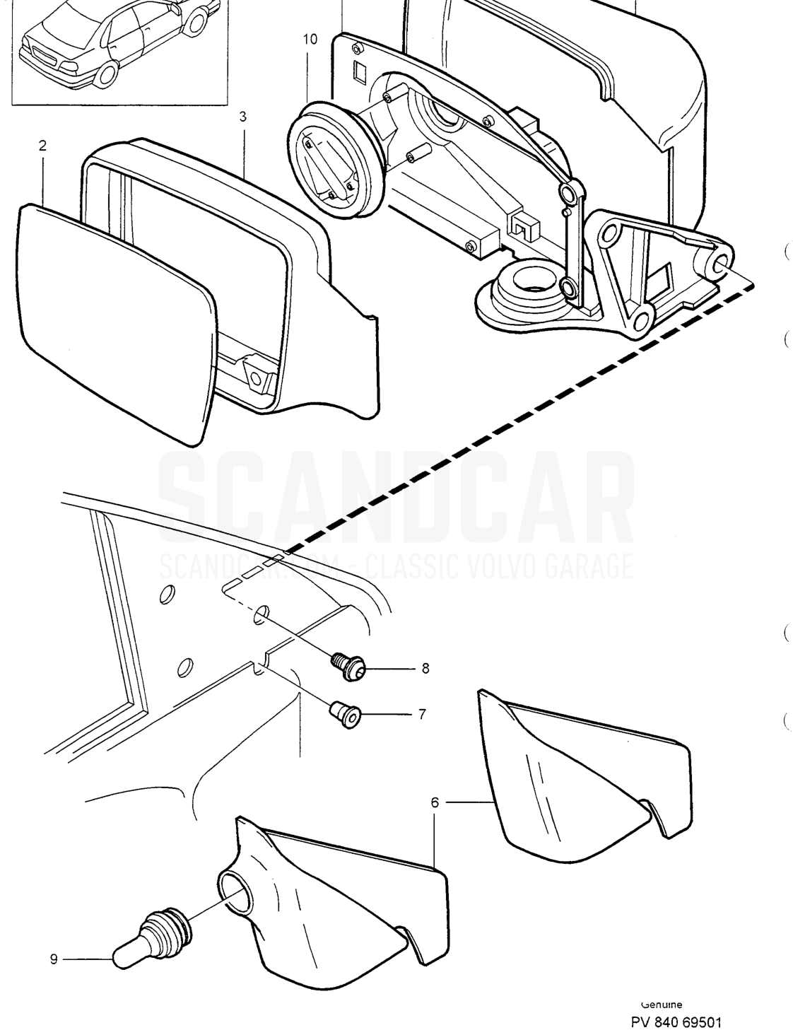 SEALING STRIPS - sprängskiss, Kaross, Volvo S40/V40-serien från 1996